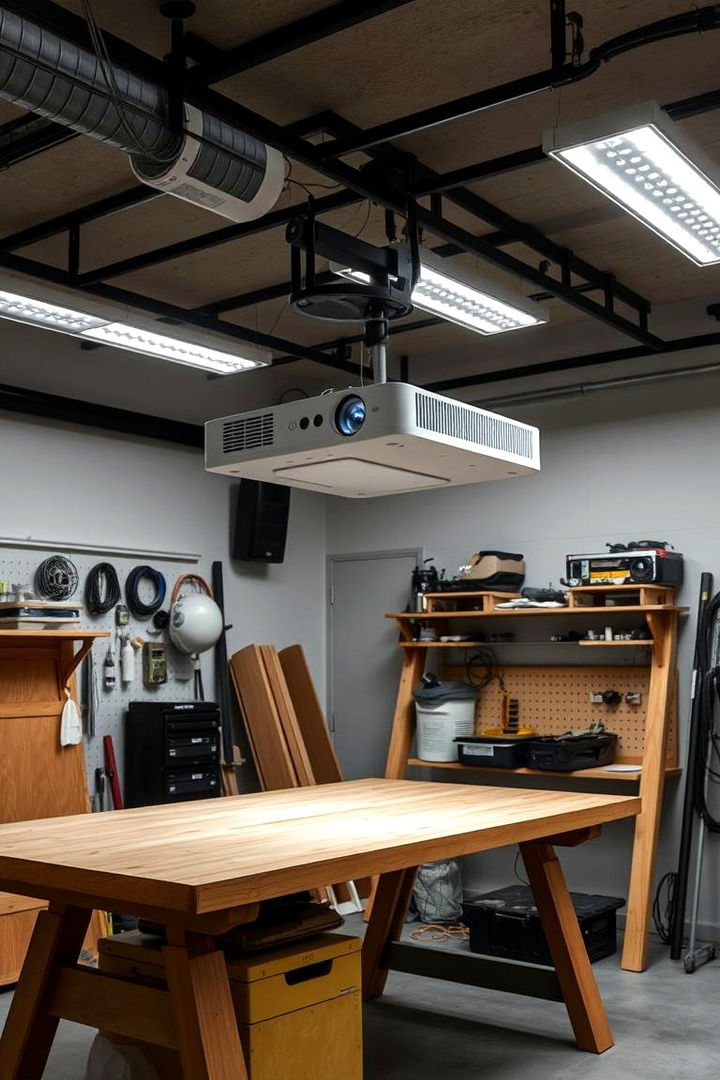 Overhead Projector Workbench Setup - 22 Garage Workbench Ideas