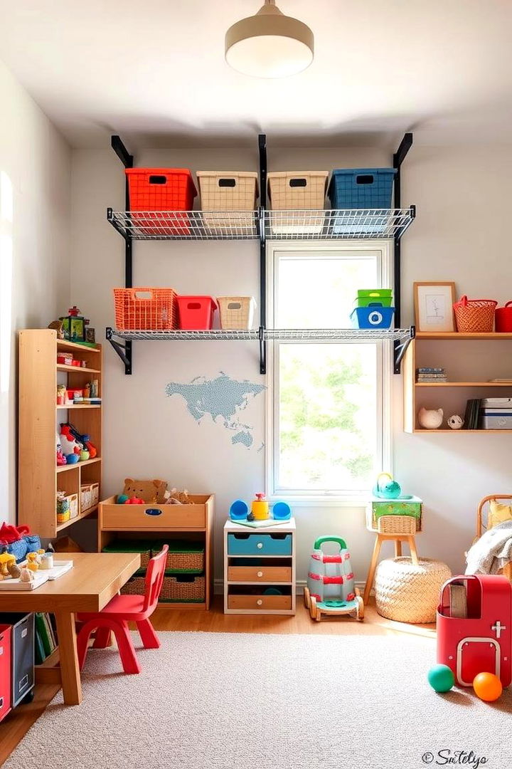 Overhead Storage Racks - 22 Playroom Storage Ideas