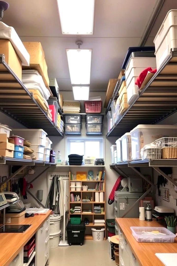 Overhead Storage Racks for Seasonal Items - 22 Craft Room Organization Ideas
