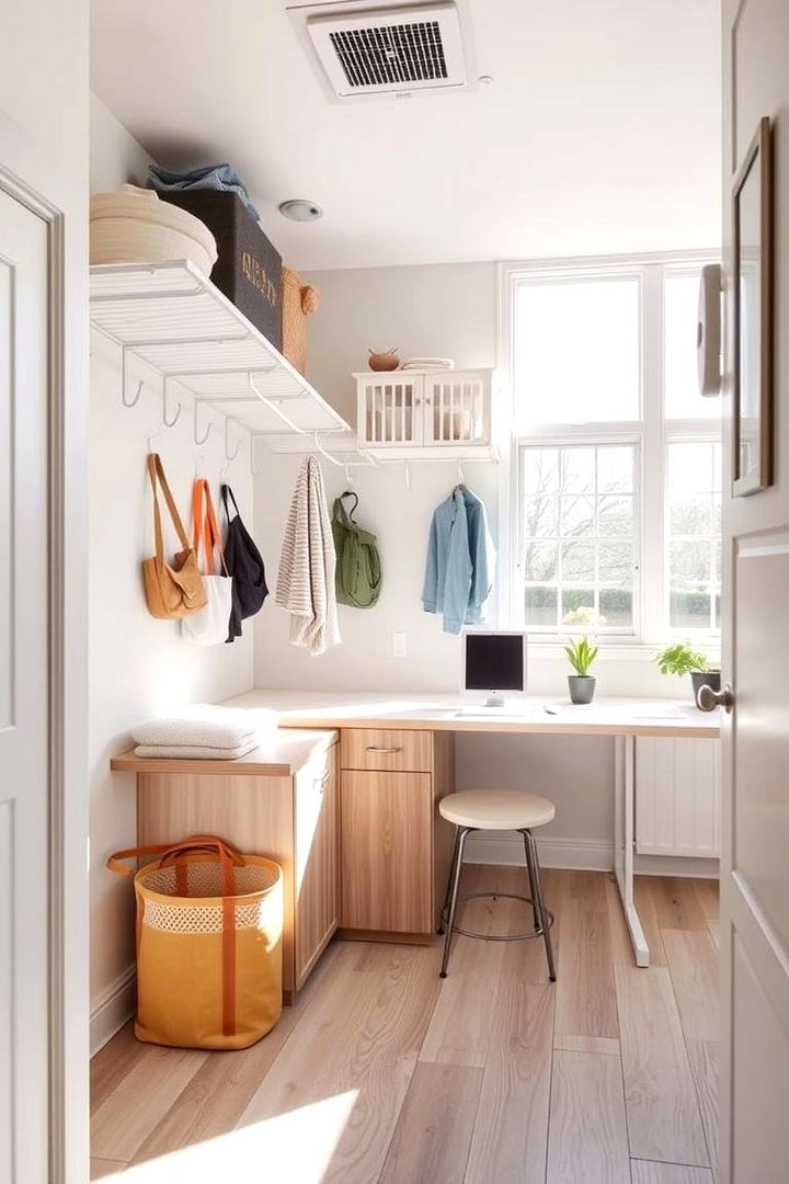 Overhead Storage with Elevated Hooks - 22 Mudroom Storage Ideas