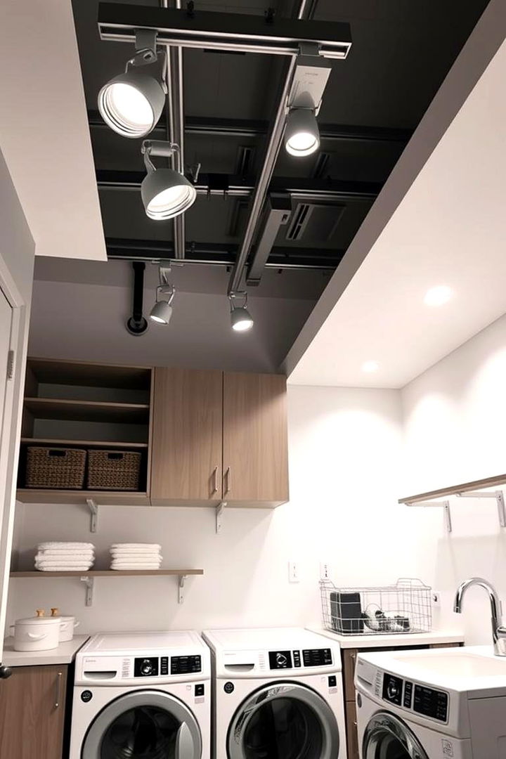 Overhead Track Lighting - 22 Laundry Room Lighting Ideas