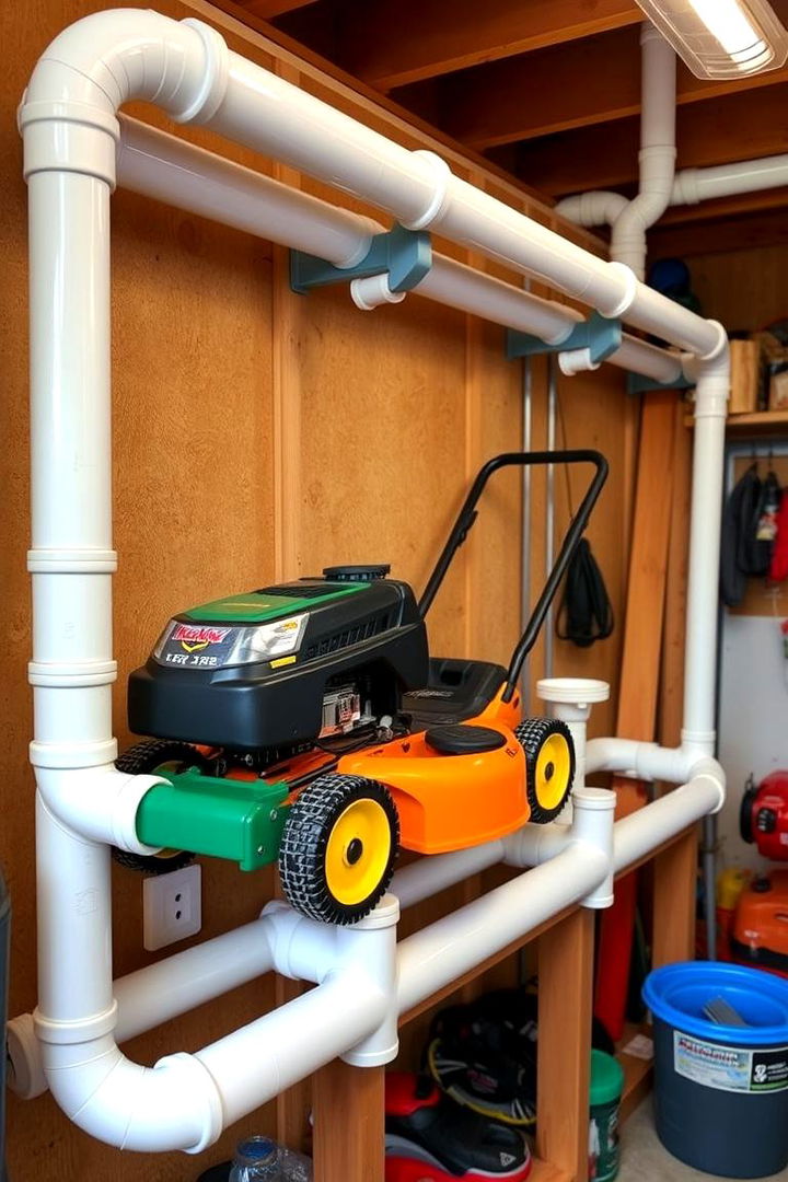 PVC Pipe Storage Hacks - 22 Lawn Mower Storage Ideas