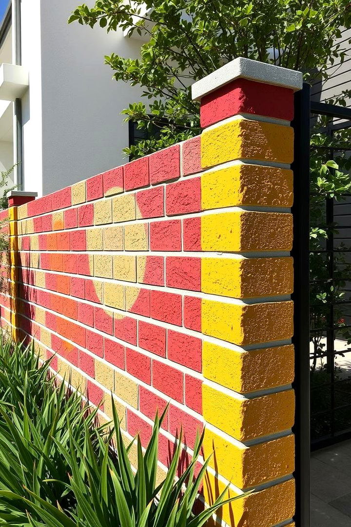 Painted Cinder Block Texture Fence - 22 Cinder Block Fence Ideas
