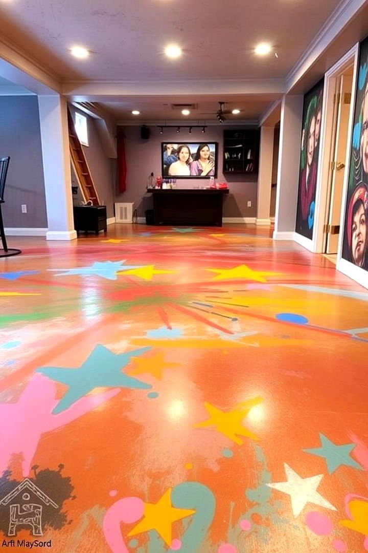 Painted Concrete Floors - 22 Concrete Basement Floor Ideas