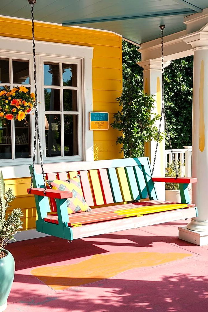 Painted Porch Swing - 22 Front Porch Swing Ideas