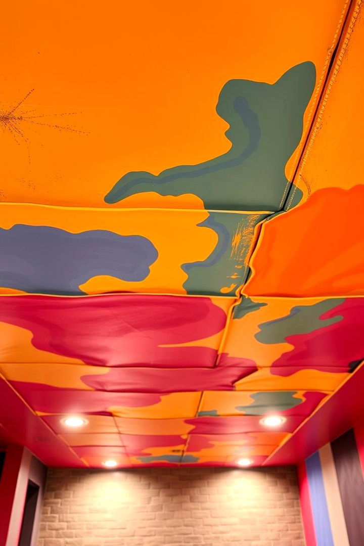 Painted Vibrant Drop Ceilings - 22 Basement Drop Ceiling Ideas