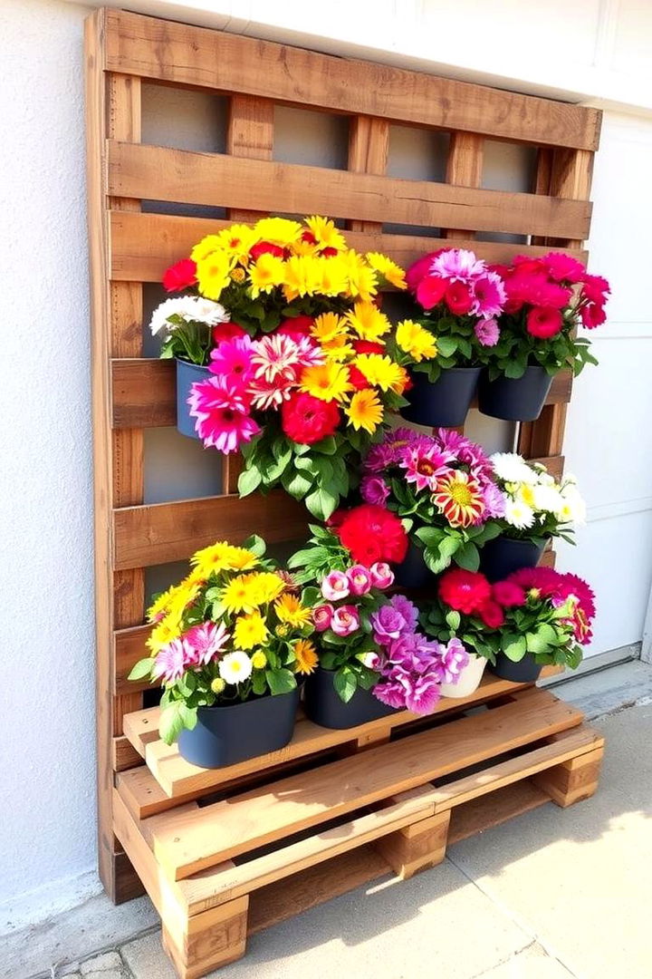 Pallet Flower Display - 22 Pallet Garden Ideas