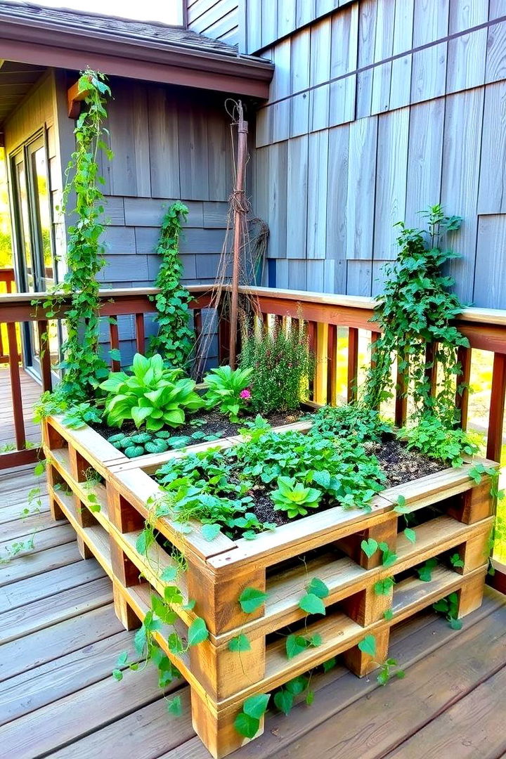 Pallet Garden Artistry - 22 Deck Decorating Ideas With Plant