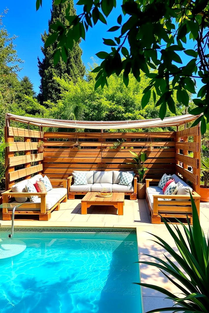 Pallet Wood Lounge Area - 22 Backyard Pool Ideas on a Budget