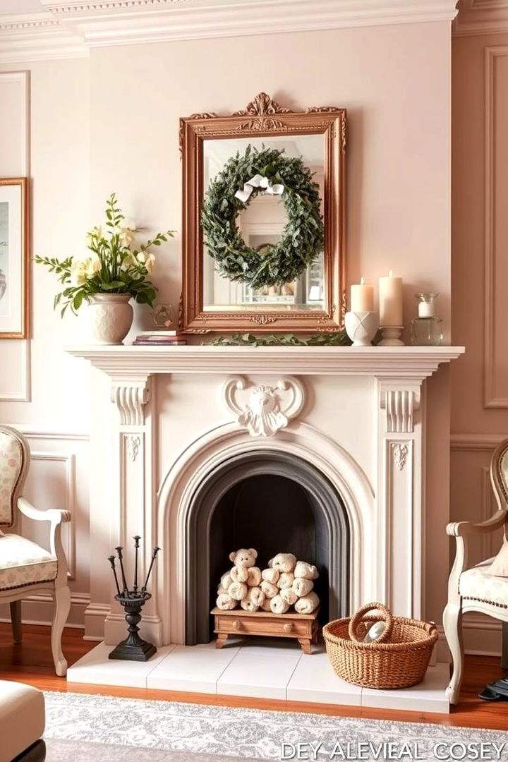 Pastel Accents with Warm Hues - 22 French Country Fireplace Ideas