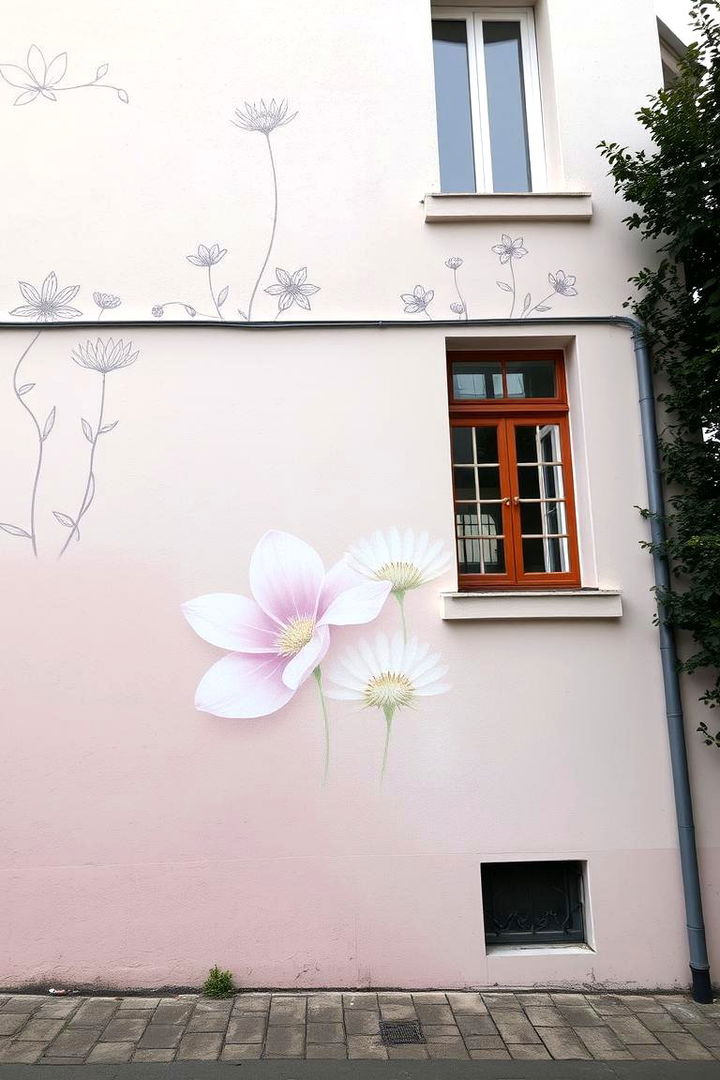 Pastel Floral Whispers - 22 Flower Murals on Buildings
