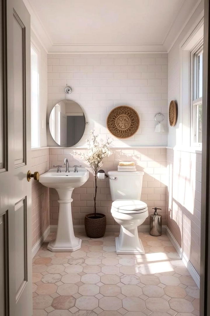Pastel Palette - 22 Powder Room Floor Tile Ideas