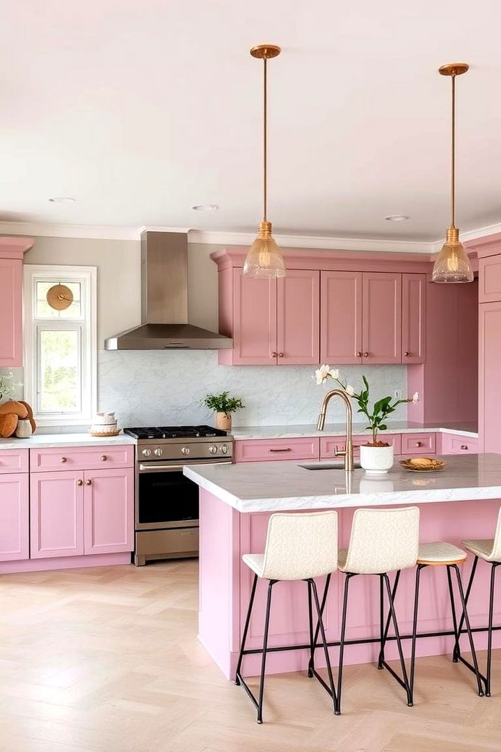 Pastel Pink Kitchen Island - 22 Pink Kitchen Ideas