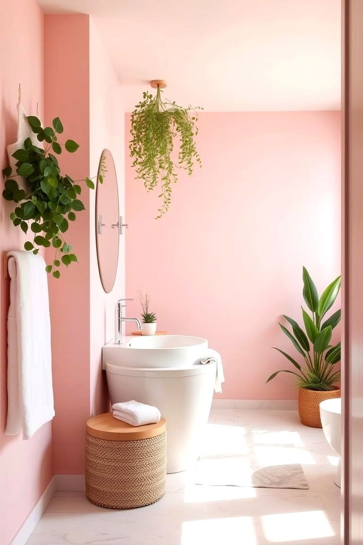 Pastel Pink with Natural Elements - 22 Pink Bathroom Ideas