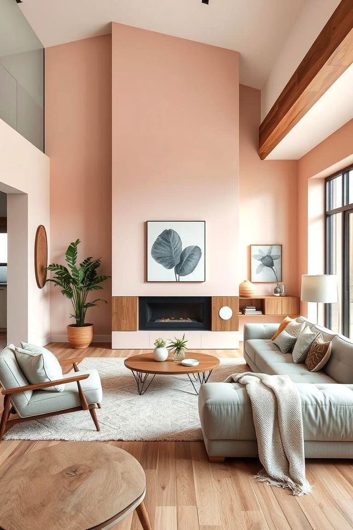 Pastel and Natural Wood Accents - 22 Pastel Living Room Ideas