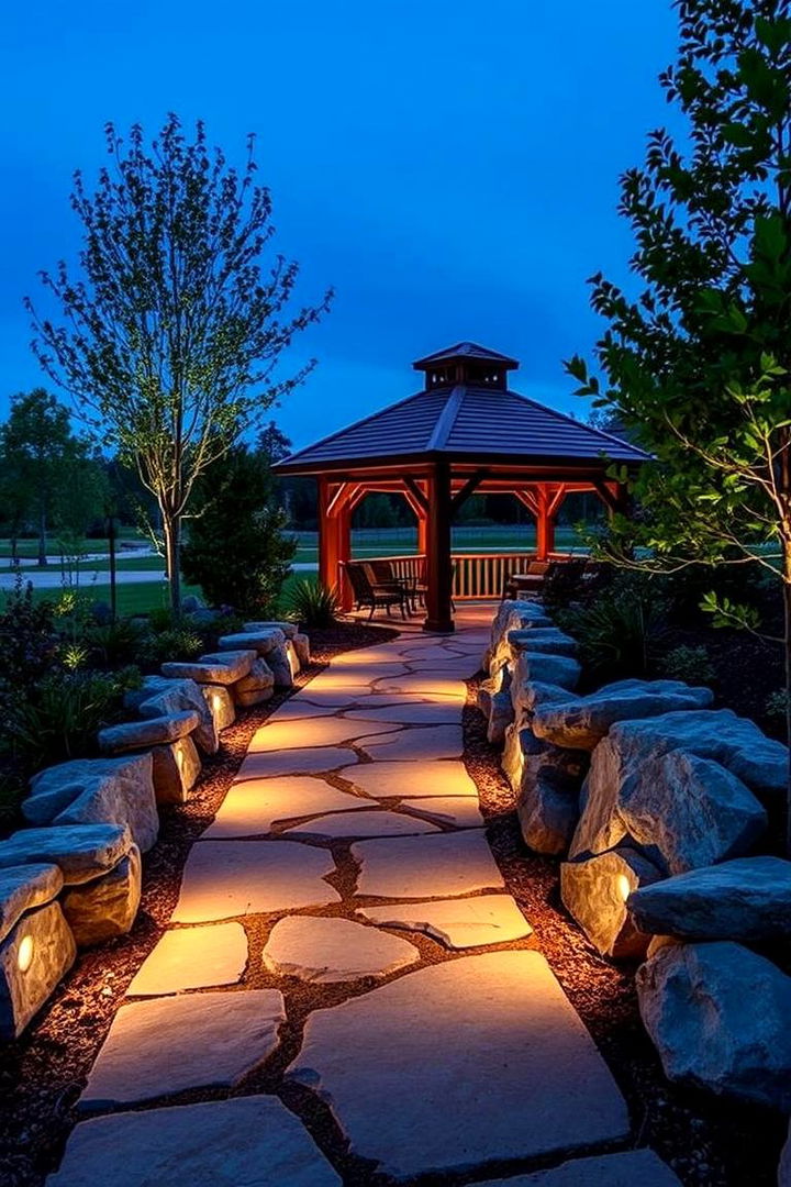Pathway Rock Lighting Accents - 22 Gazebo Lighting Ideas