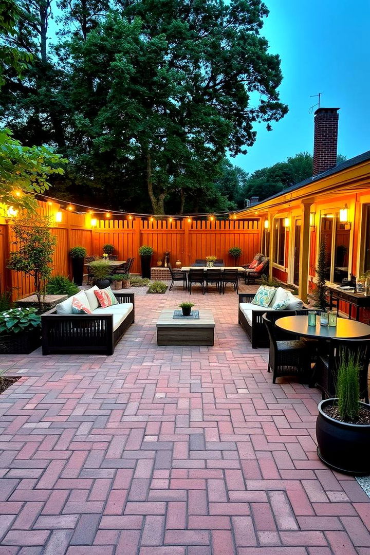 Patios Built for Gatherings - 22 herringbone brick patio designs