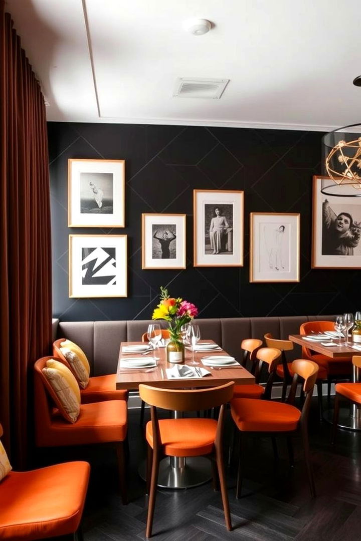 Patterned Accent Drama - 22 Black Accent Wall Dining Room Ideas