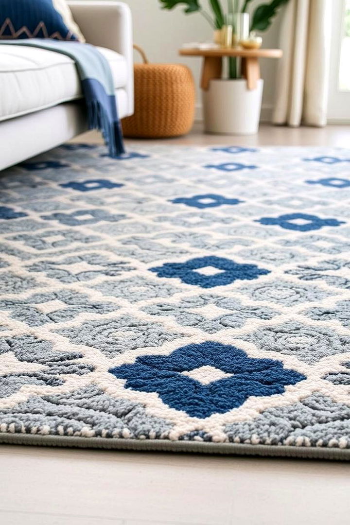 Patterned Accent Rugs - 22 Royal Blue Bedroom Ideas
