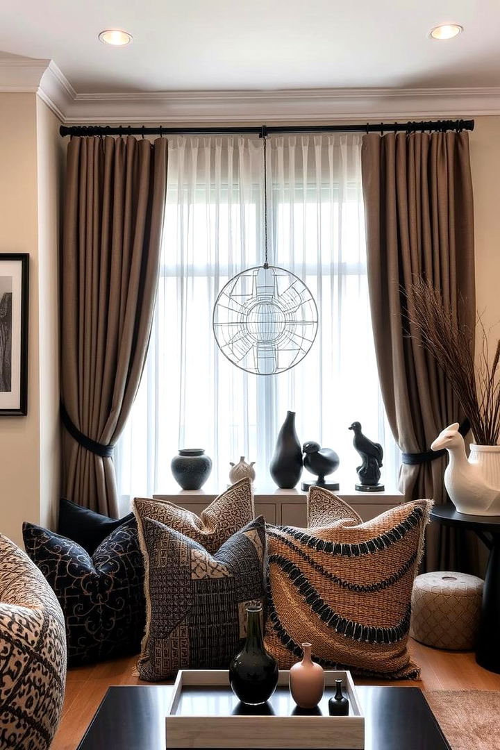 Patterned Accessories Statement - 22 Black and Brown Interior Design Ideas