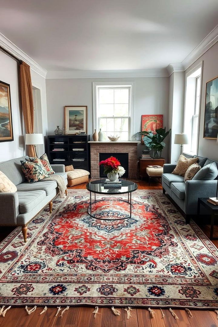 Patterned Area Rugs - 22 Moody Boho Living Room Ideas