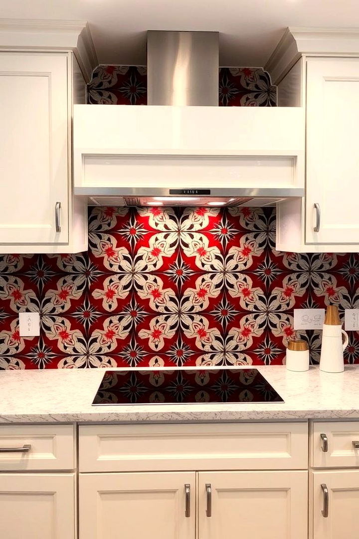 Patterned Backsplashes - 22 red and black kitchen ideas