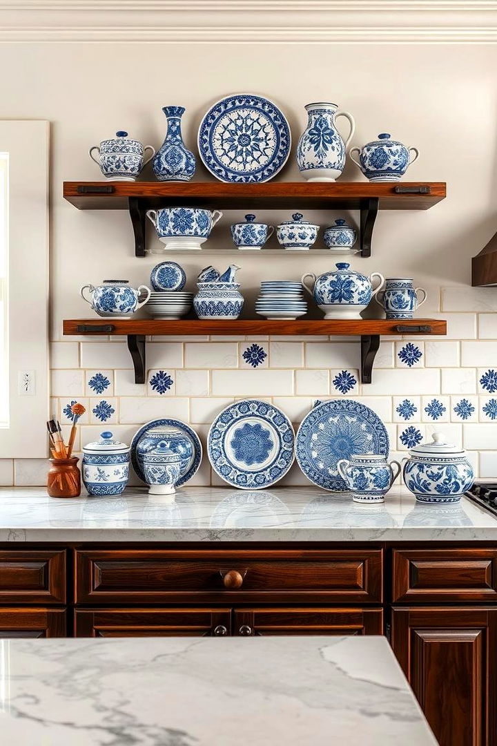 Patterned Blue Ceramic Accents - 22 Blue Kitchen Ideas
