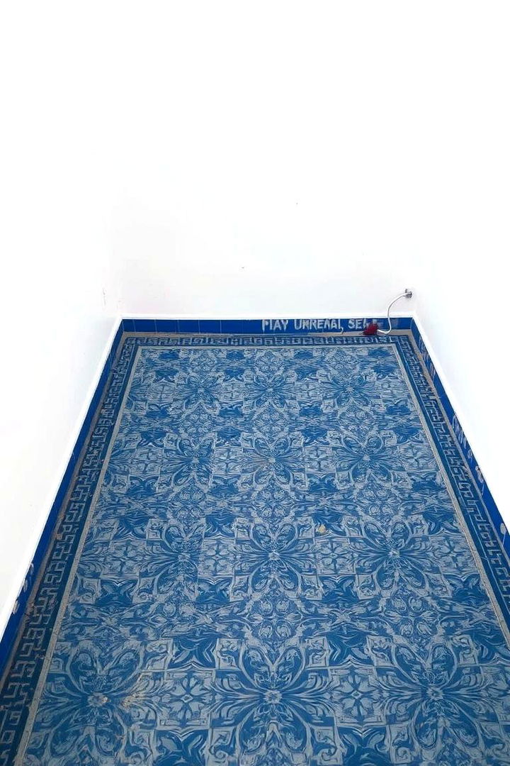 Patterned Blue Flooring - 22 Blue and White Kitchen Ideas