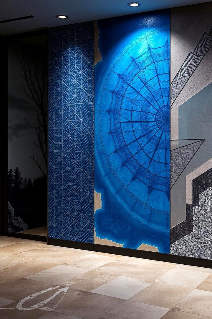Patterned Blue Murals - 22 Blue Accent Wall Ideas