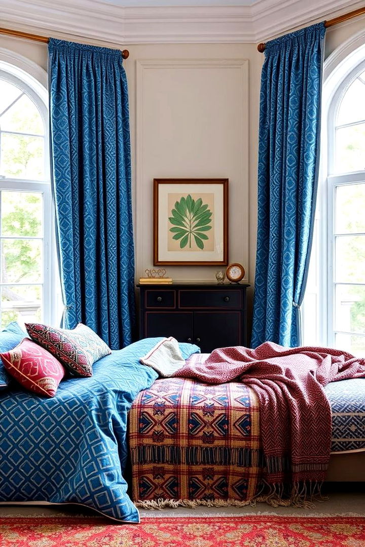 Patterned Blue Textiles - 22 Blue Bedroom Ideas