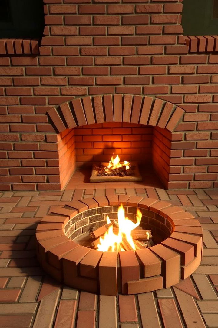Patterned Brick Fireplace Pit - 22 Brick Fire Pit Ideas