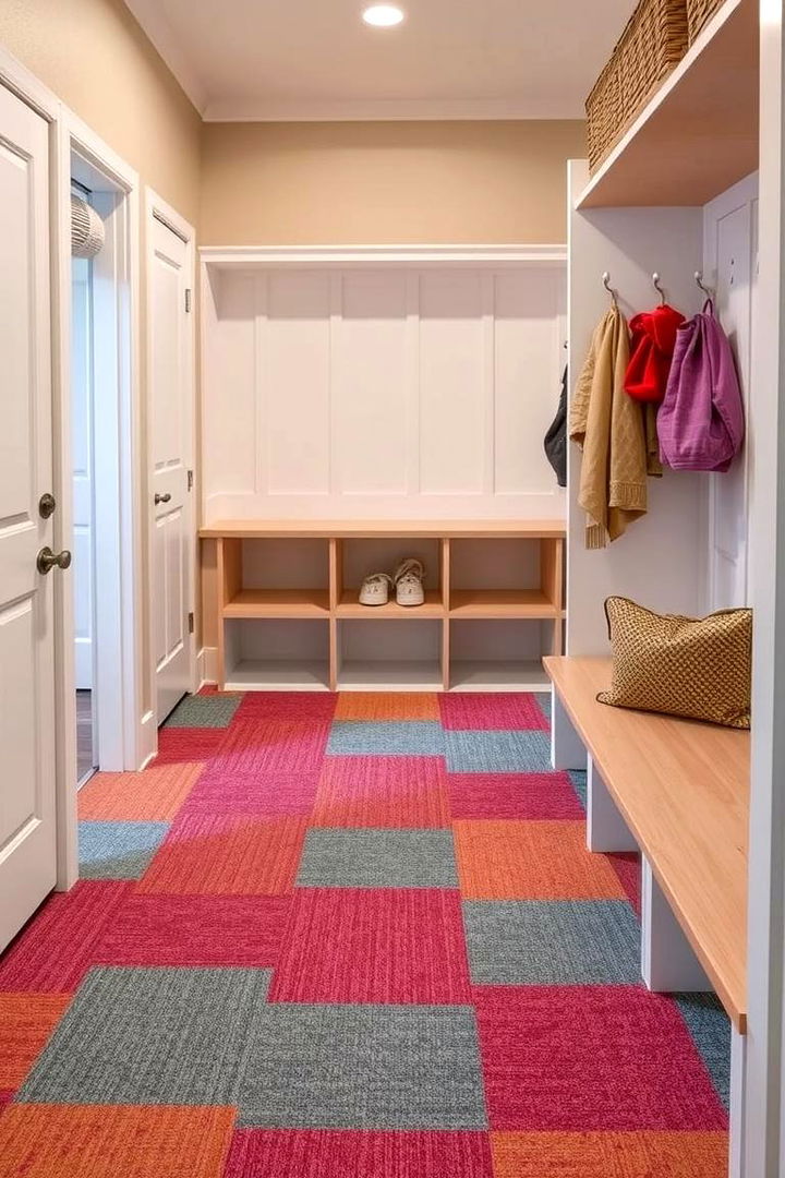 Patterned Carpet Tile Versatility - 22 Mudroom Floor Ideas