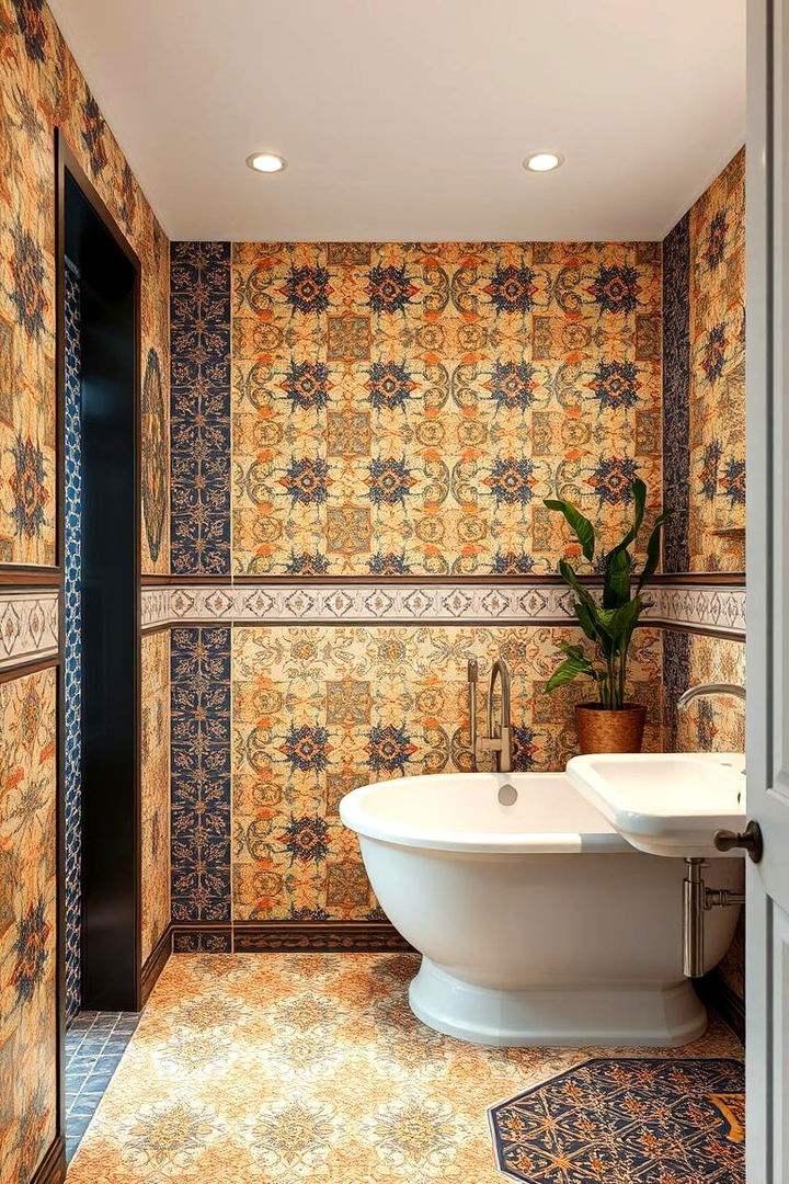 Patterned Ceramic Panels for Artistic Flair - 22 Bathroom Wall Paneling Ideas