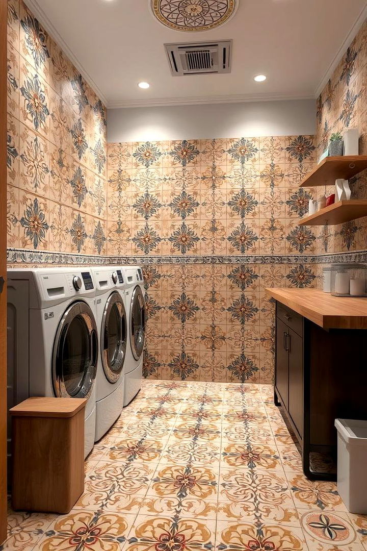 Patterned Ceramic Tile Creativity - 22 Laundry Room Tile Ideas