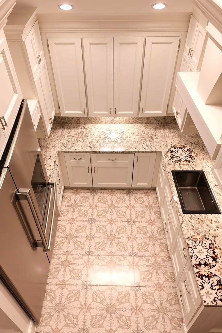 Patterned Ceramic Tiles - 22 Backsplash Ideas for White Cabinets and Granite Countertops