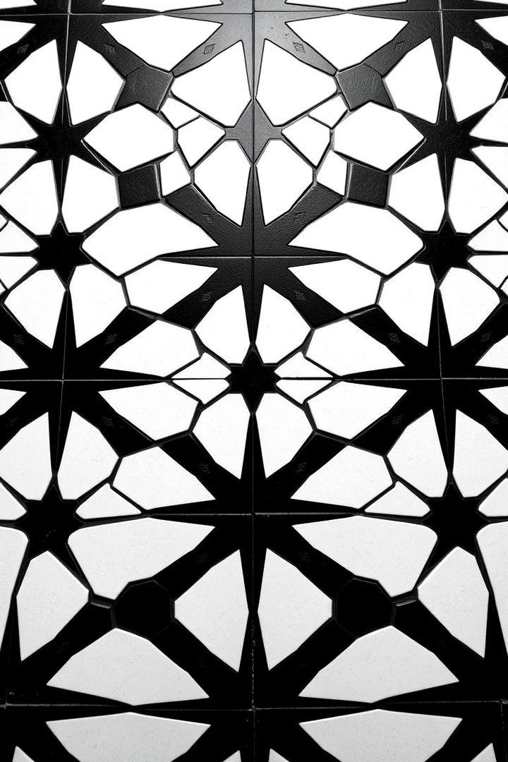 Patterned Hexagon Tiles - 22 Black and White Kitchen Backsplash Ideas