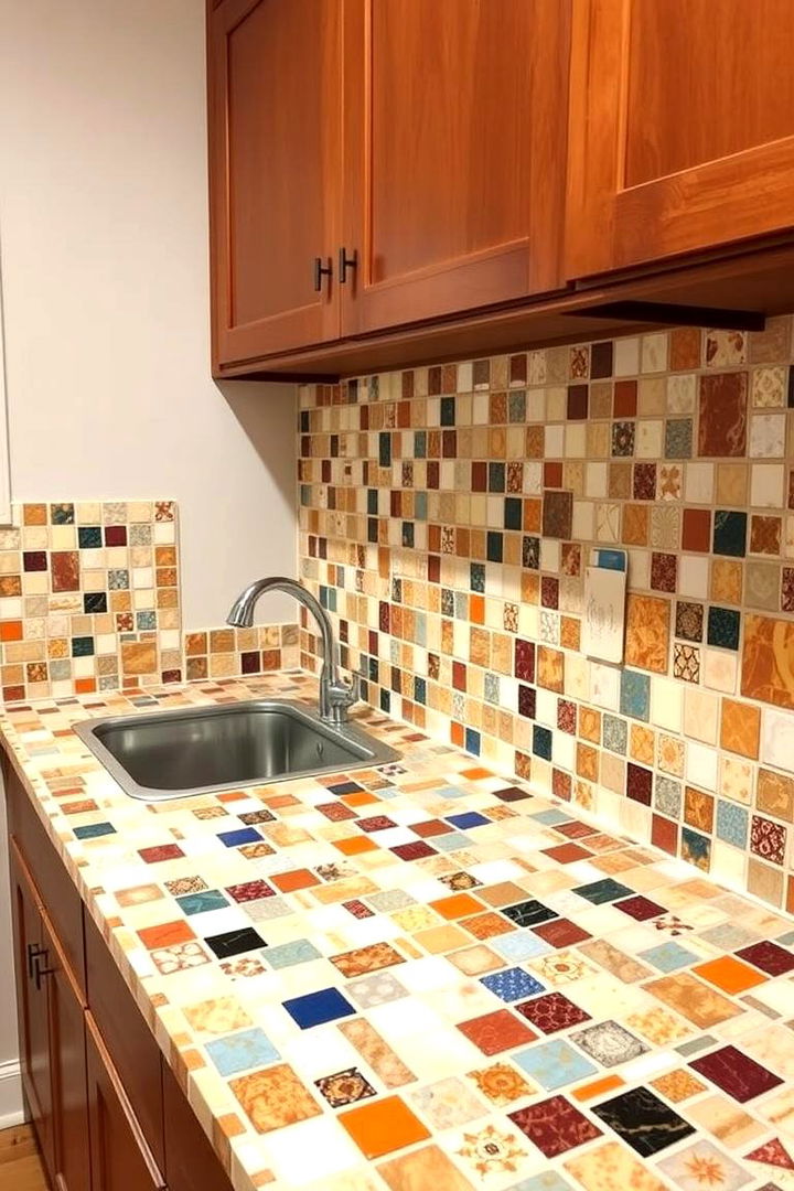 Patterned Mosaic Designs - 22 Laundry Room Countertop Ideas