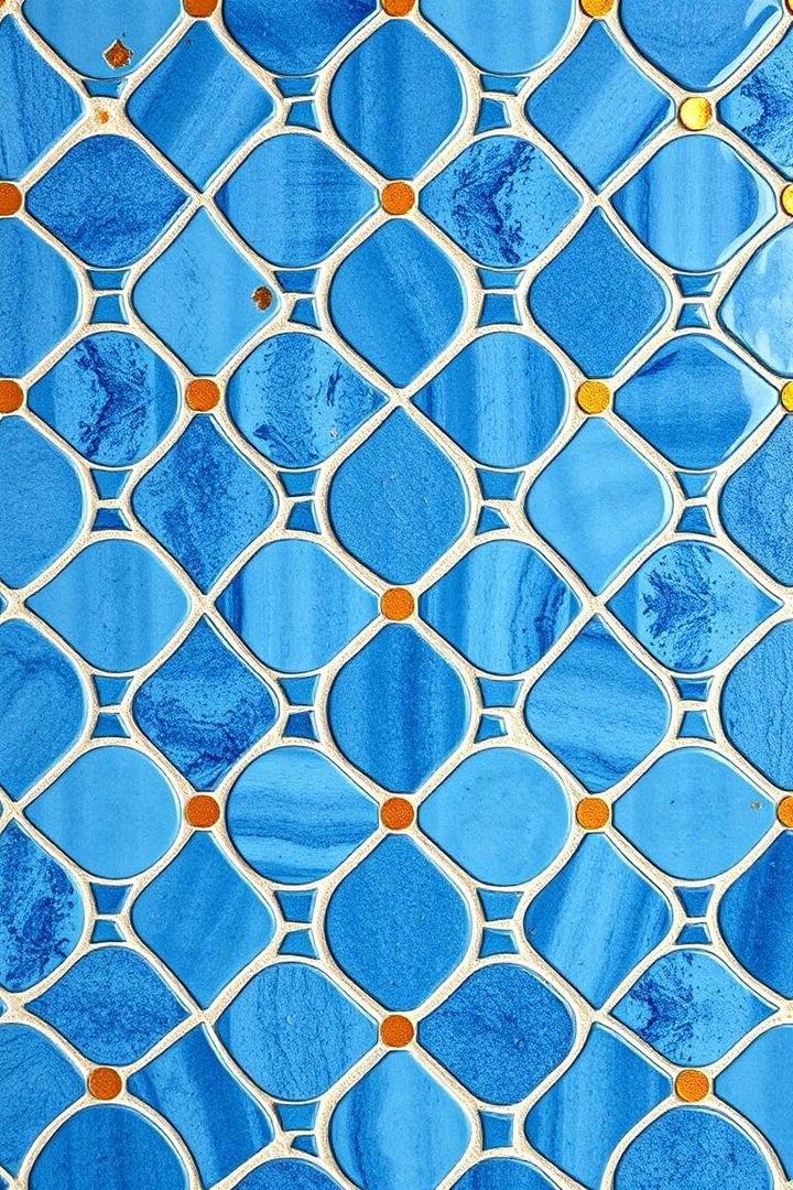 Patterned Mosaic Finishes - 22 Blue and Gold Bathroom Ideas