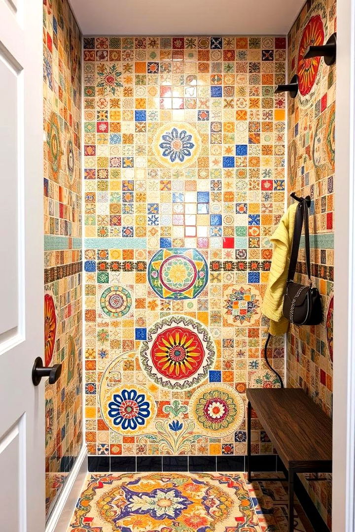Patterned Mosaic Tiles for Artistic Flair - 22 Mudroom Tile Floor Ideas