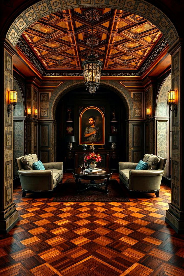 Patterned Parquet Flooring - 22 Man Cave Flooring Ideas