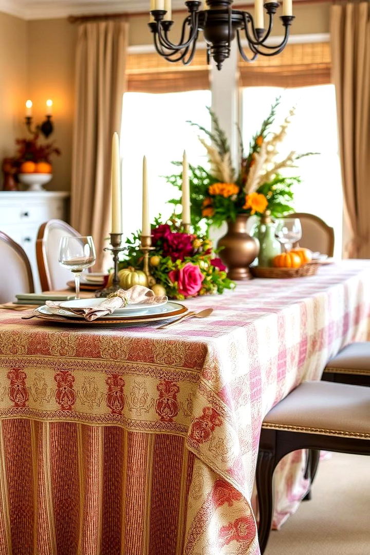 Patterned Table Linens - 22 Thanksgiving Table Settings