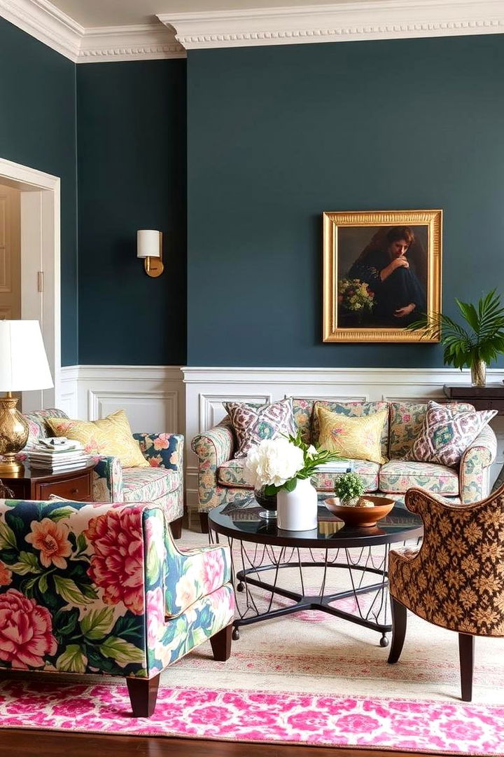 Patterned Upholstery - 22 Preppy Living Room Ideas