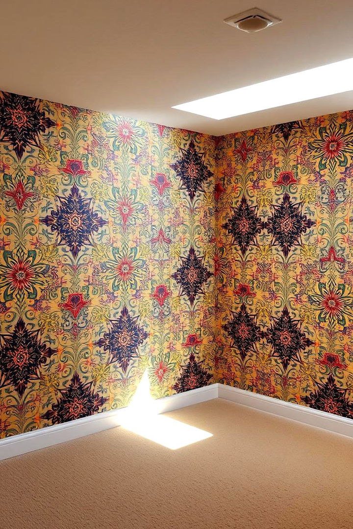 Patterned Wallpaper Magic - 22 Basement Wall Ideas