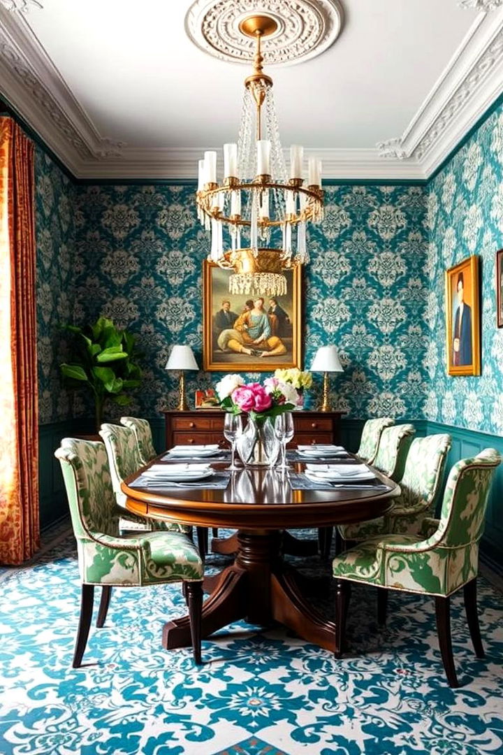 Patterned Wallpaper Revival - 22 Vintage Dining Room Ideas
