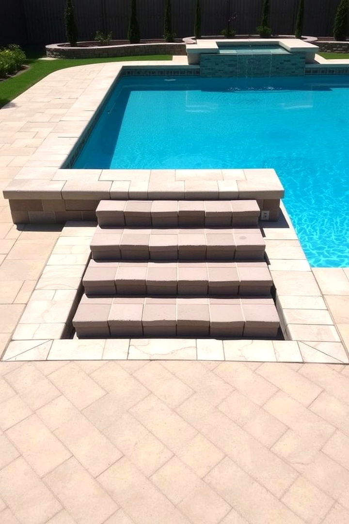Paver Steps Transition - 22 Pavers Around Pool Ideas