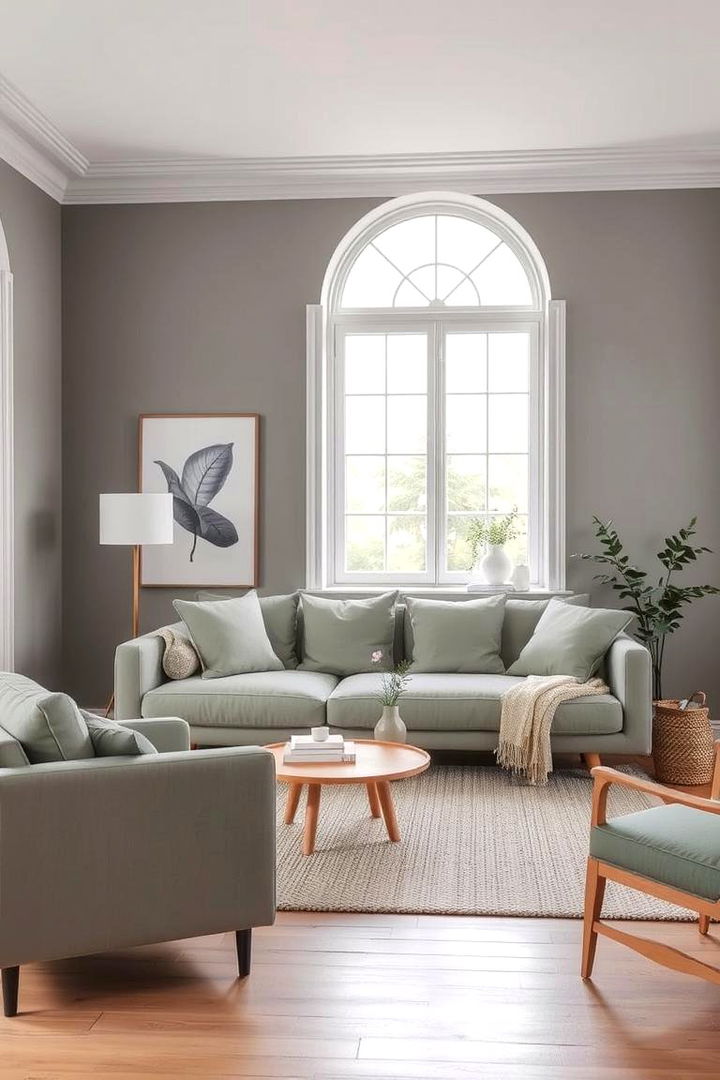 Peaceful Minimalist Design - 22 Grey and Sage Green Living Room Ideas