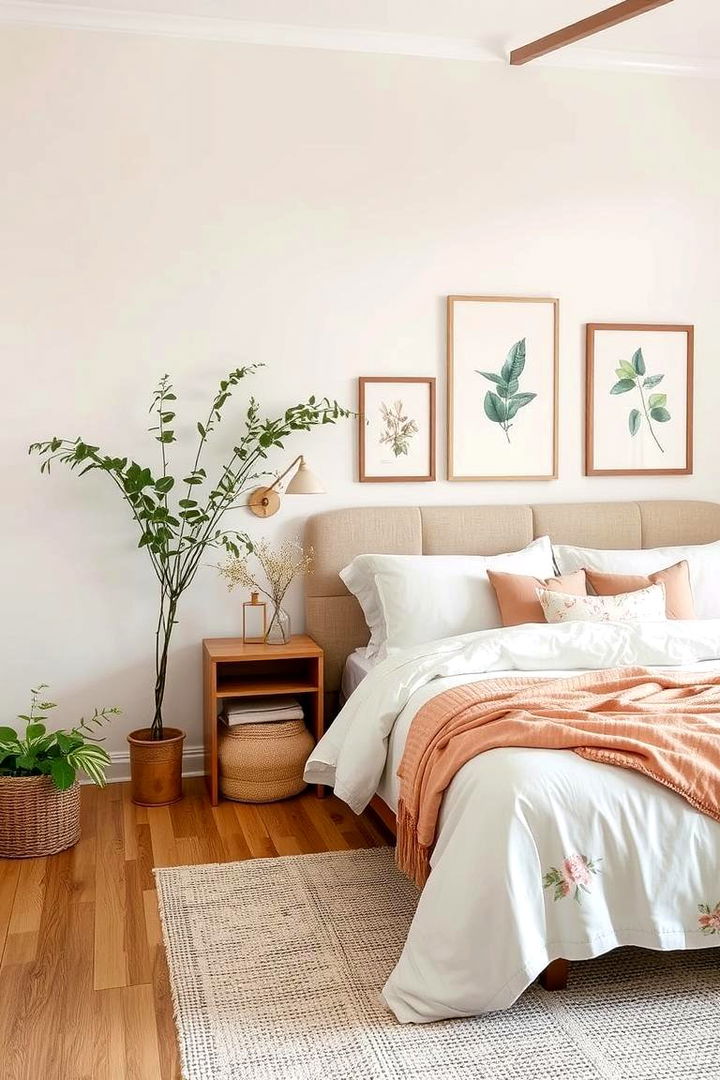 Peach Floral Accents - 22 Peach Bedroom Ideas