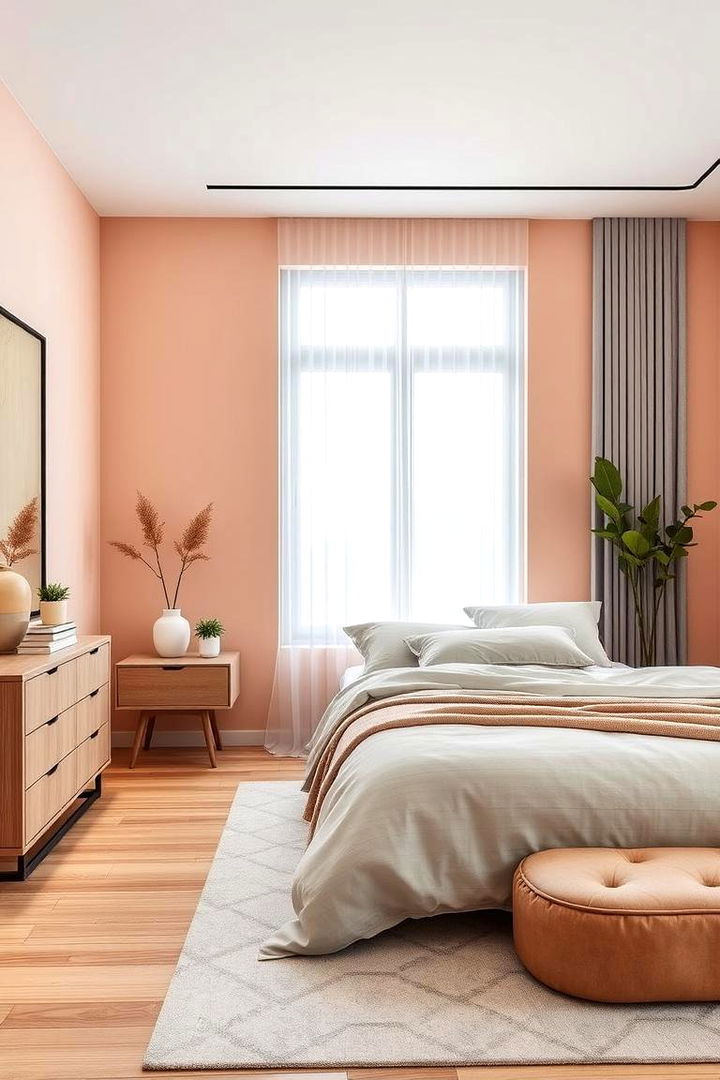 Peach and Grey Combination - 22 Peach Bedroom Ideas