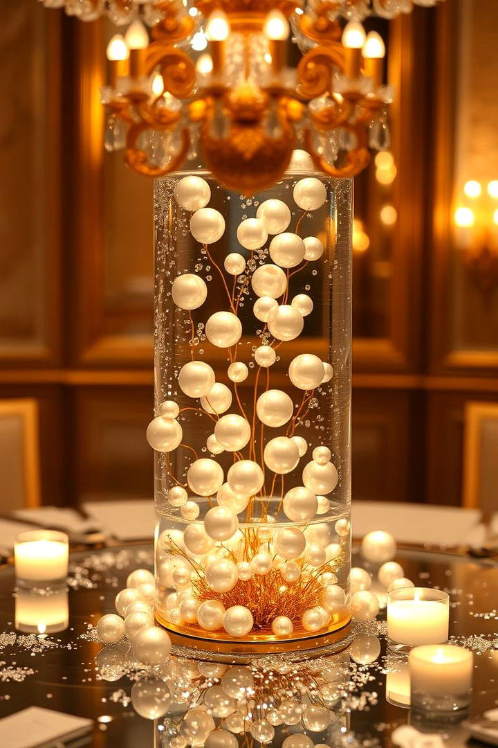 Pearl and Gold Elegance - 22 Floating Wedding Centerpiece Ideas
