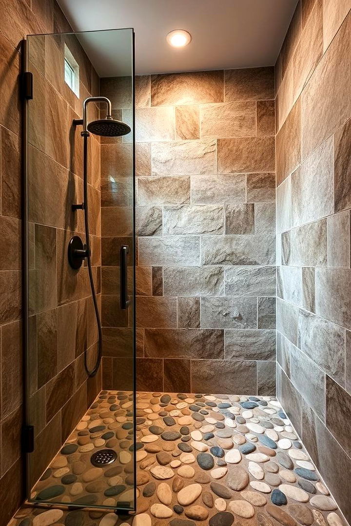Pebble Floor Designs - 22 Walk-in Shower Tile Ideas